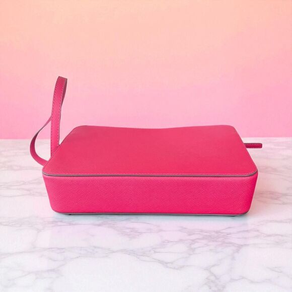 Michael Kors Jet Set Large Saffiano Leather Crossbody Bag In Dark Raspberry New - Picture 7 of 8